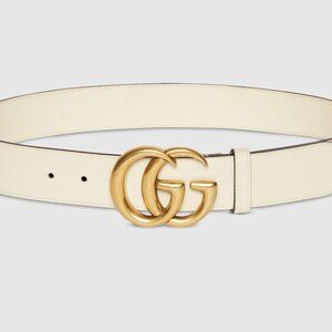 Gucci GG Marmont wide belt, white leather